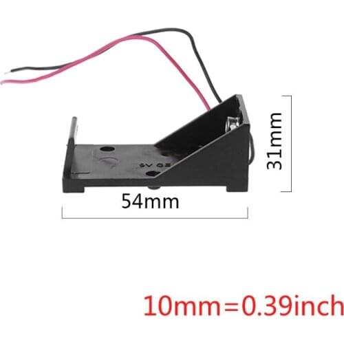Battery Holder Case 9V Cell Carbon Storage Box Two Wire Lead Spring Clip DIY Plastic Batteries Container Connecting Solder B85B
