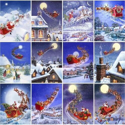 EverShine Full Square Diamond Painting Christmas 5D Diamond Embroidery Santa Cross Stitch Mosaic Portrait Picture Handmade Hobby