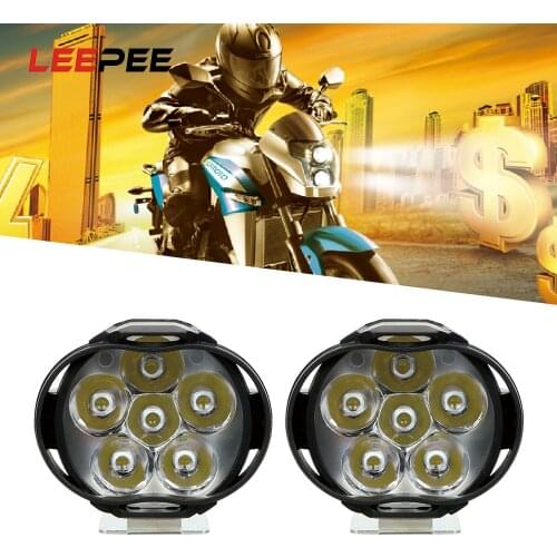 LEEPEE Motorcycles Headlight Super Bright Motorbike Fog Lamp Working Spot Light 1 Pair 9-85V 1200LM 6 LED LED Scooters Spotlight