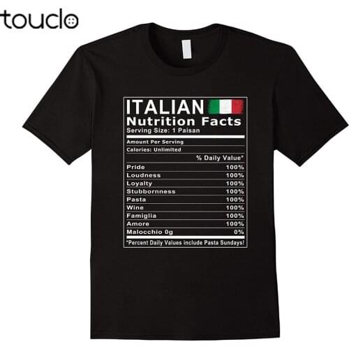Italian Nutrition Facts Fashion Men and Woman T Shirt Free Shipping Top Tees Custom Any Logo Size Hip Hop T Shirt