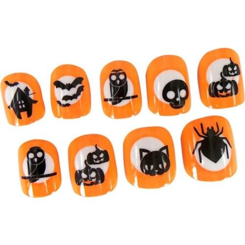 Exquisite Halloween Pattern Thin Style Fake Nails Fashionable Safe Wearable Finished Fingernails Nail Supplies For Professionals