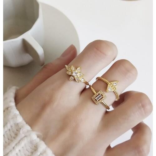 Minimalist Real 925 Sterling Silver Flower CZ Rings for Women Fashion Cute Jewelry Accessories 2020 Women Girl Gifts Drop Ship