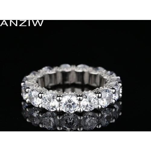 Classic 925 Sterling Silver Women Engagement Full Eternity Rings Simulated Diamond Wedding Silver Eternity Ring Jewelry Gifts