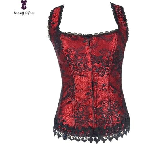3 Hooks Closure Cosplay Girls' Costumes Halter Neck Corselet Overlay Lace Up Boned Spandex Corset With G String 892
