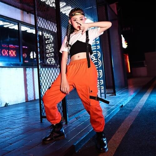 Summer Short Sleeved Loose Pants Suit Jazz Dance Costumes For Kids Modern Dance Hip Hop Rave Clothes Performance Wear DN8981
