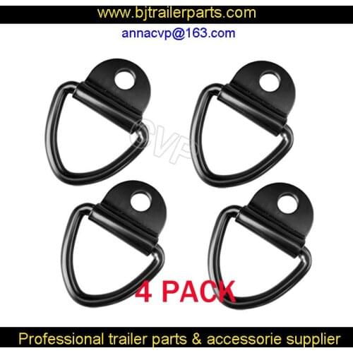 4pc CVP V-Ring black cargo Tie-down anchors steel D ring rope deck lashing ring bolt on trailer truck bike UTV trailer parts