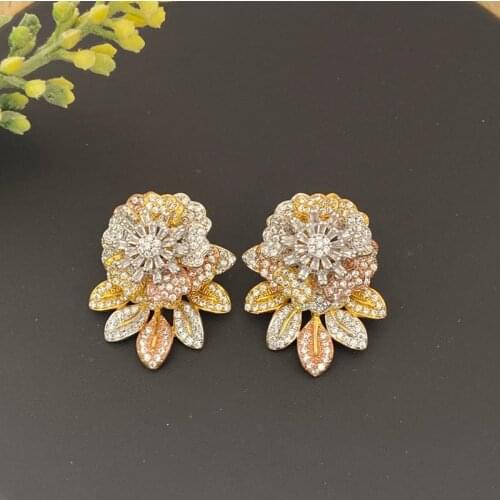 Lanyika Jewelry Graceful Flower Earrings Zircon Micro Plated For Women Wedding Banquet Daily Popular Best Gifts