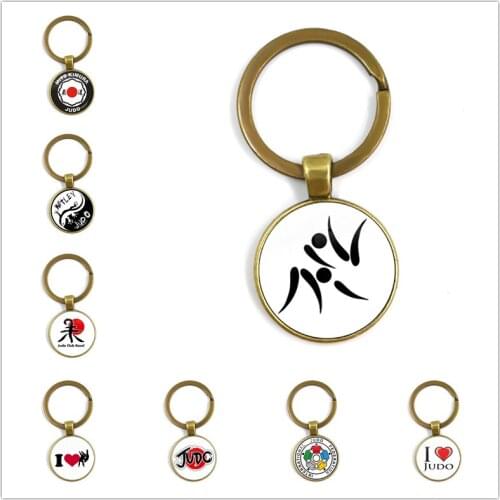 Hot Sale Trendy Sports I Love Judo Keychain Women Mens Favorite Judo Karate Jewelry High Quality DIY Photo Glass Key Ring