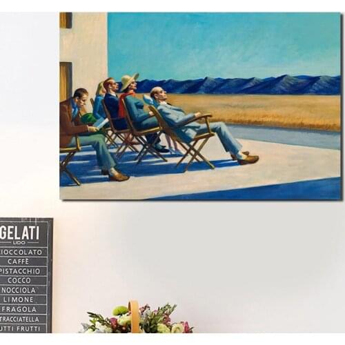 People In The Sun By Edwardor Hopper Art Canvas Poster Painting Oil Wall Picture Print Home Living Room Decoration Framework HD