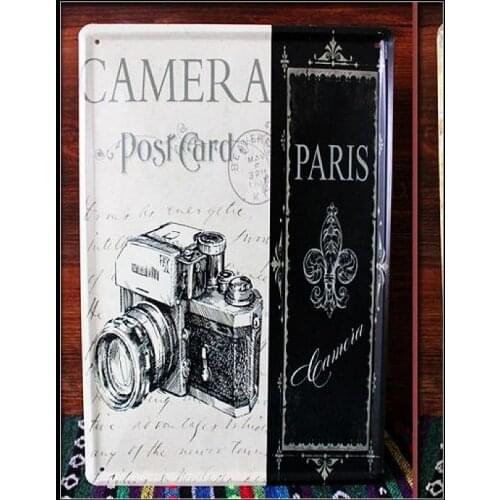 50pcs/lot Metal Sign shabby chic Metal Crafts!!CAMERA post card painting vintage Tin painted Bar,home decorated iron wall decora