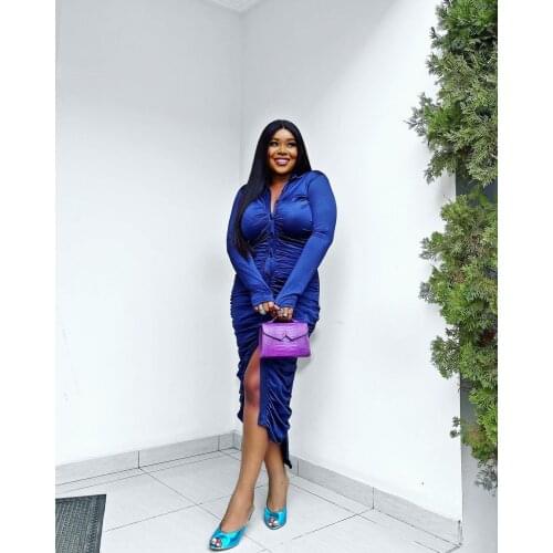 MN88818 Wholesale Items Solid Color Night Club Sexy Dress Skinny Pleated Summer Women Dress Bodycon Dress