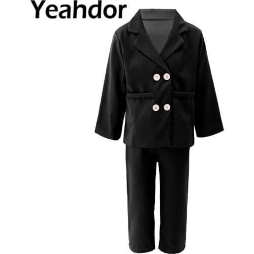 Fashion Girl Boy Formal Clothes Sets 2pcs Kids Spring Autumn Party Suit Long Sleeve Suit Coat Blazer + Pants Wedding Boys' Suits