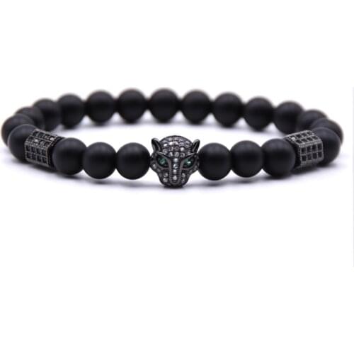 8MM Fashion New Leopard Head Mens and Womens Bracelets Charm Zircon Bracelets Mens and Womens Jewelry Gifts