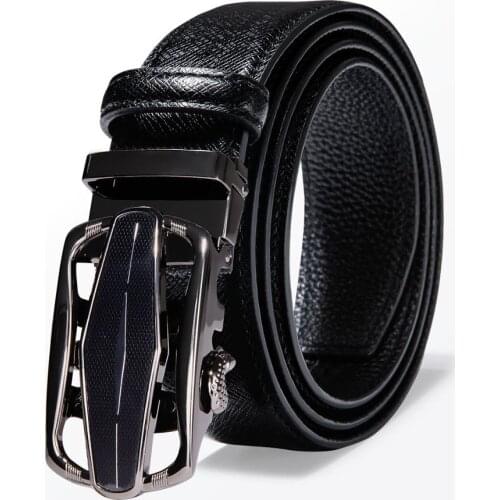 Black Cutout Fahsion Belt Men Top Quality Genuine Luxury Leather Belt For Men Black Strap Male Metal Automatic Buckle Barry.Wang