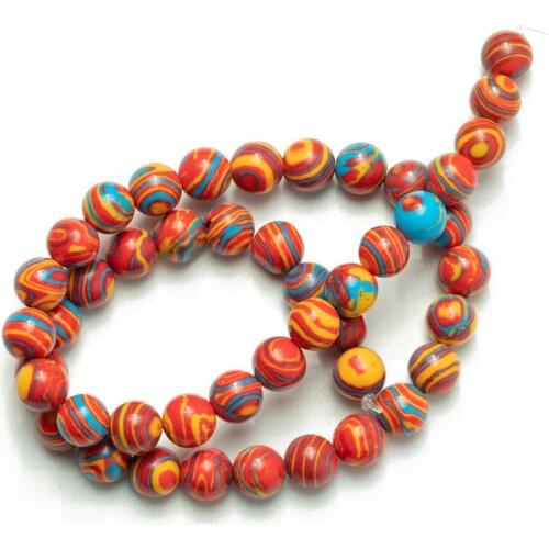 Wholesale Red Blue Synthetic Malachite Stone Beads Round Loose Beads 4 6 8 10 12mm for Jewelry Making DIY Bracelet Accessories