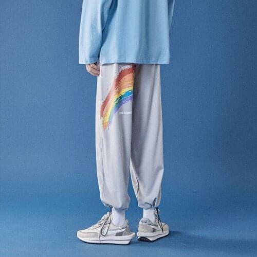 Autumn Women Overszied Sweatpants 2020 Korean Woman Casual Harem Pants Harajuku Rainbow Printed Female Drawstring Trousers