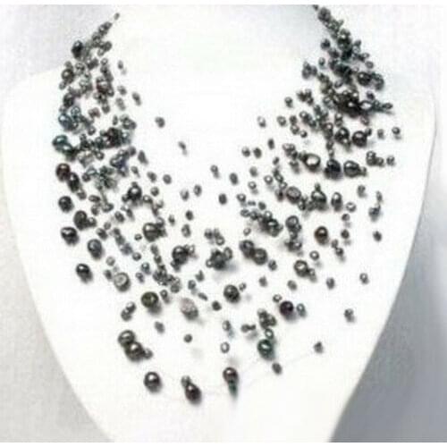 Genuine Black Pearl Full Sky Stars Cluster Clasp Necklace