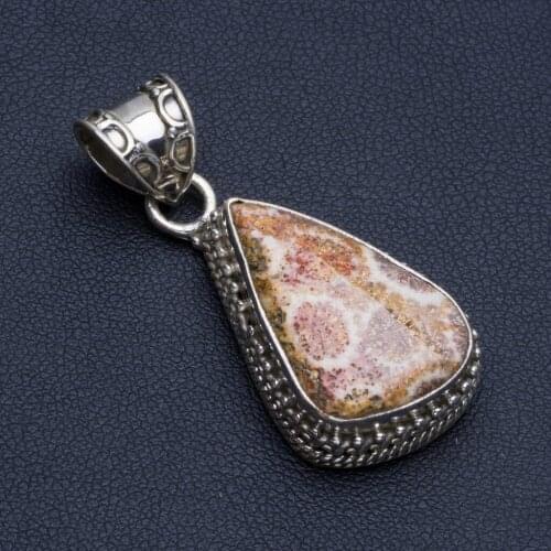 Natural Fossil Coral Boho Style 925 Sterling Silver Pendant Necklace 1 1/2" R0773