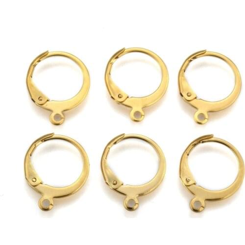 PandaHall 100pc 304 Stainless Steel Lever back Earring Findings Ring for DIY Craft Material Needlework Jewellery Hot 14.5x12x2mm