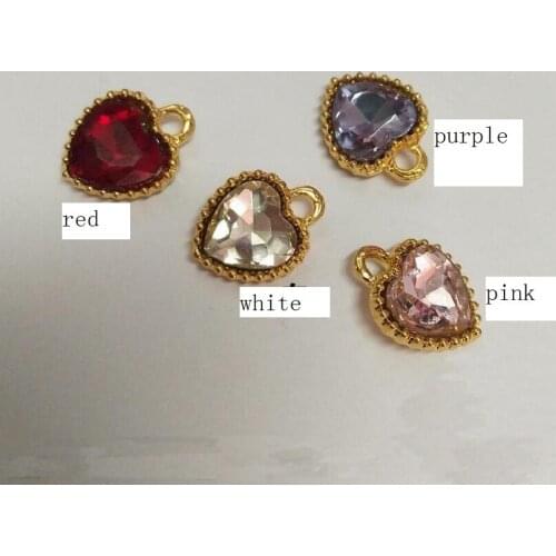 10pcs/lot) red white pink pueple Birthstone charms 13mm Acrylic gold pendant for Diy Personalized Necklace