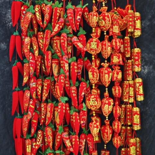 Hot pepper firecracker New Years indoor pendants joy moving decoration supplies red fire new years blessing bag