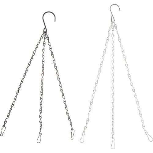 Simple Elegant S-shape 3 Point Garden Basket Iron Hanging Chains Flower Planter Pots Holder Replacement