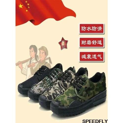 Primavera e outono novo trabalho respirável treinamento militar camuflagem esportes sapatos de borracha masculinos e femininos