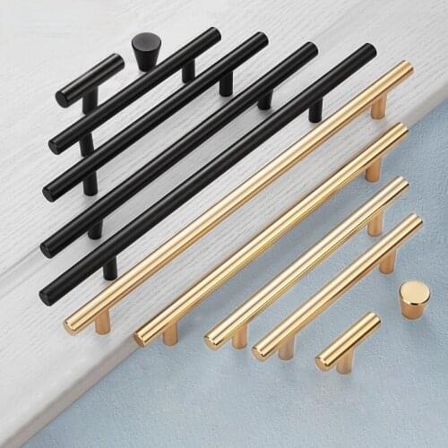 Stainless Steel Straight Cupboard Handles Knobs Brushed Black Gold Kitchen Door Handles Cabinet Pull Furniture Handle
