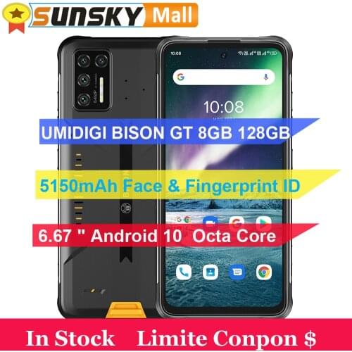 UMIDIGI BISON GT 8GB 128GB Phone 64MP Camera Waterproof 5150mAh Fingerprint ID 6.67" Android 10 Octa Core OTG NFC 4G Smartphone