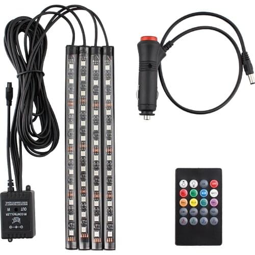 12V Car Led Strip Light Interior 4pcs RGB LED Lighting Stripe 12V Tape Lamp 5 12 V Volt RGB Music IR APP Controller Decorative