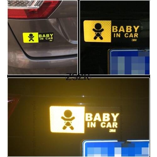 Very Good Quality Cartoon Baby In Car Warning Reflective Fluorescence Car Stickers For Cars Decorations Z2CA266