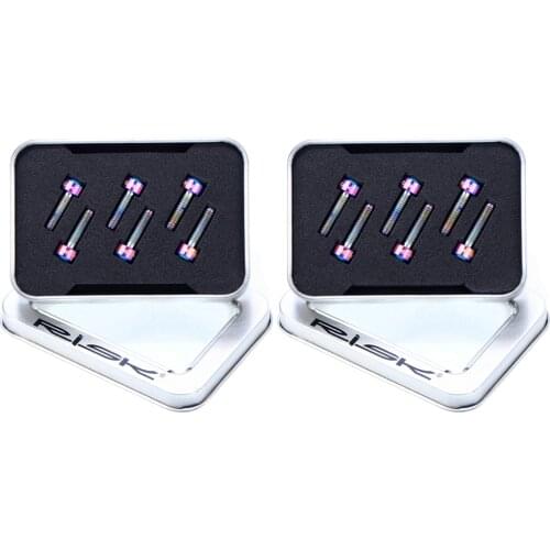 6PCS/lot M5*18mm or M5x16mm Titanium Ti Bolts with Washer for Bicycle Stem MTB Mountain Road Bike Ultralight Stem Screws Gasket