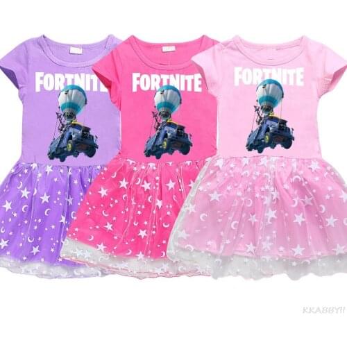 Fortnites Netting girls skirt new fine cotton summer short sleeve skirt childrens skirt