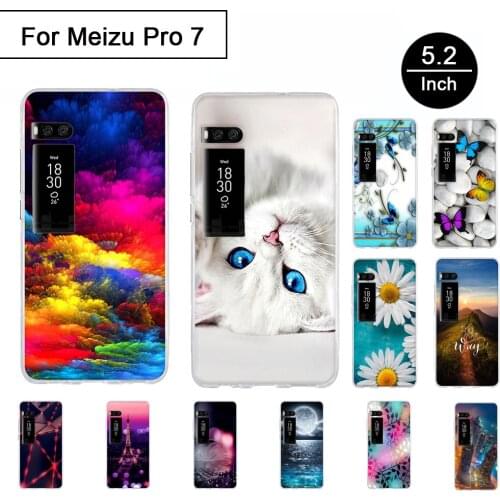 Protection Cases For Meizu Pro 7 5.2 inch Soft Silicon Case For Meizu Pro 7 Back Phone Cover Case Cartoon Painted Pattern Shell