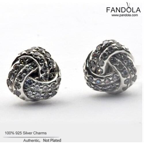Authentic 925 Sterling Silver Shimmering Knot Stud Earrings for Women Wedding Earrings Fine Jewelry pendientes bijoux femme
