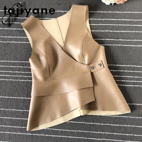 2021 Top Tank for Women Real Sheepskin Sleeveless Jackets Woman Genuine Leather Vest Female Vests Chaleco Mujer TN2875