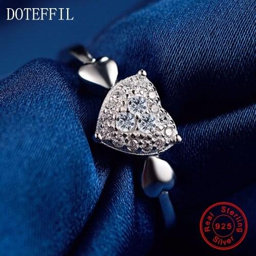 100% Sterling Silver Ring Woman Charm Heart Ring High Quality 925 Silver Luxury Jewelry