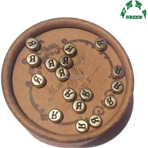 Gold Russian Alphabets Letters Acrylic Round Beads Spacer Beads For DIY Jewelry Making Finding New DIY Accessories 4x7mm 3600pcs