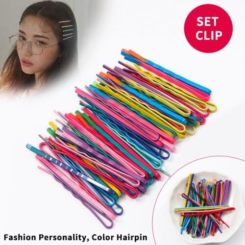 1Sets Alloy Bobby Pins Hair Clips Korean Girl Candy Color Hairpins Barrette Hair Accessories Side Wire Word Folder Styling Tools
