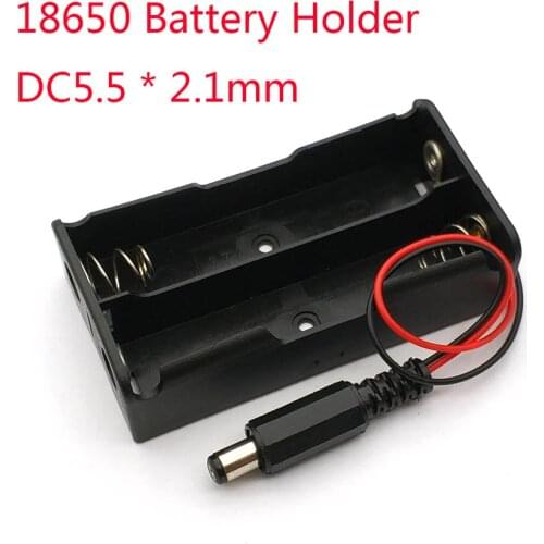 1 Pcs 18650 Battery Holder Plastic Battery Holder Storage Box Case for 2x18650 With DC5.5 * 2.1mm power plug