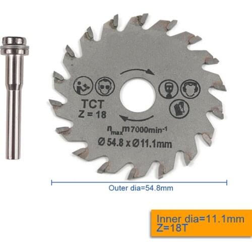1pc 54.8 mm 18T Mini Circular Saw Blades HSS Rotary Tool Cutting Discs Wood Oscillating Tool Part With Mandrel Cutoff