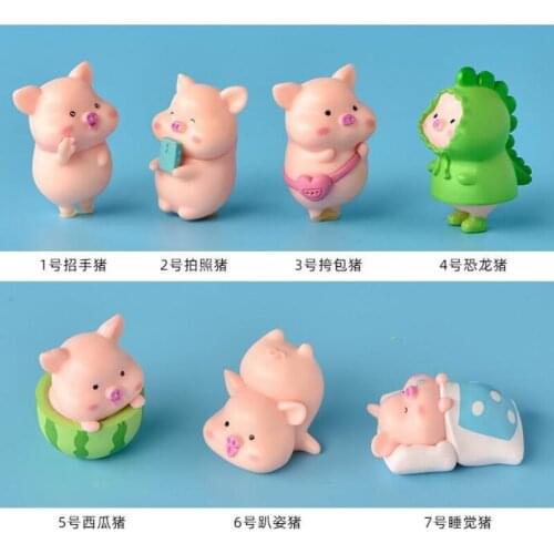 1pcs Cute Pigs Micro-landscape Bonsai Succulent Decorative Ornaments Shoulder Bag Watermelon Small Animal Ornaments Pvc Crafts