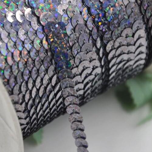 10Y Gray Color Sequin Ribbon Spangle Lace Sewing Decoration Wedding Embroidery Trim Diy S09