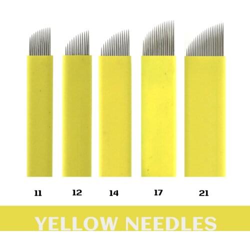 10pcs 0.2mm Microblading Needles 11/12/14/17/21 Eyebrow Tattoo Needles Disposable Sterile Permanent Makeup Microblading Tattoo