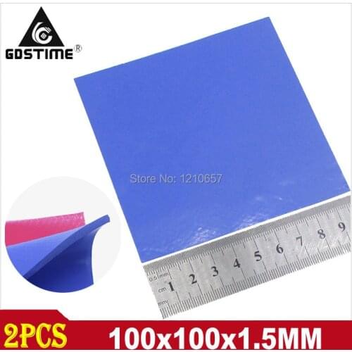 2 Pieces LOT Blue 100x100mm 1.5mm GPU VGA Chipset Silicone Thermal Pad