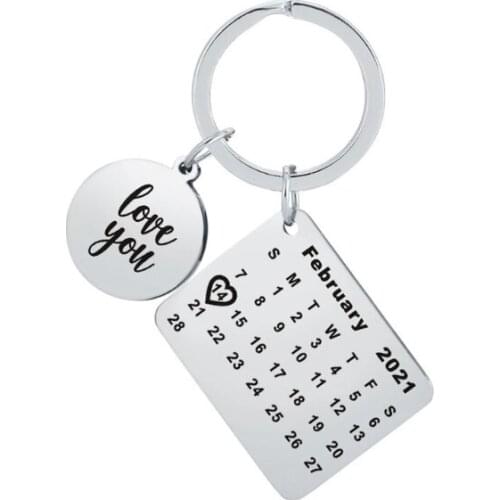 2021 2.14 Valentine Jewelry Calendar Keychain I Love You New Year Memory Gift R7RF
