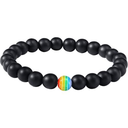 2021 Fashion LGBT Volcanic Stone And Tiger Eye Rainbow Beads Carnelian Rainbow Personalized Bracelet Suitable For Couples