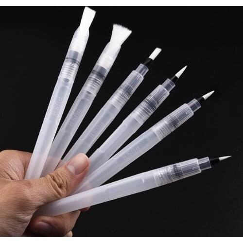 6Pcs/set Water Brush Ink Water Color Calligraphy for Beginner Painting Brush Pen Watercolor Water Supply for School Students