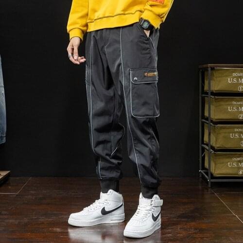 Fashion Casual Cargo Pants Men Loose Fit Big Japanese Style Pocket Wide Leg Harem Trousers Streetwear Hip Hop Jogger Pants Homme