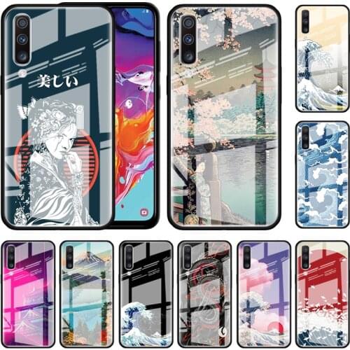Japanese Style Art Japan Glass Case For Samsung Galaxy A51 A50 A70 M51 A72 A71 5G A40 A30 A10 M31 Tempered Mobile Phone Covers